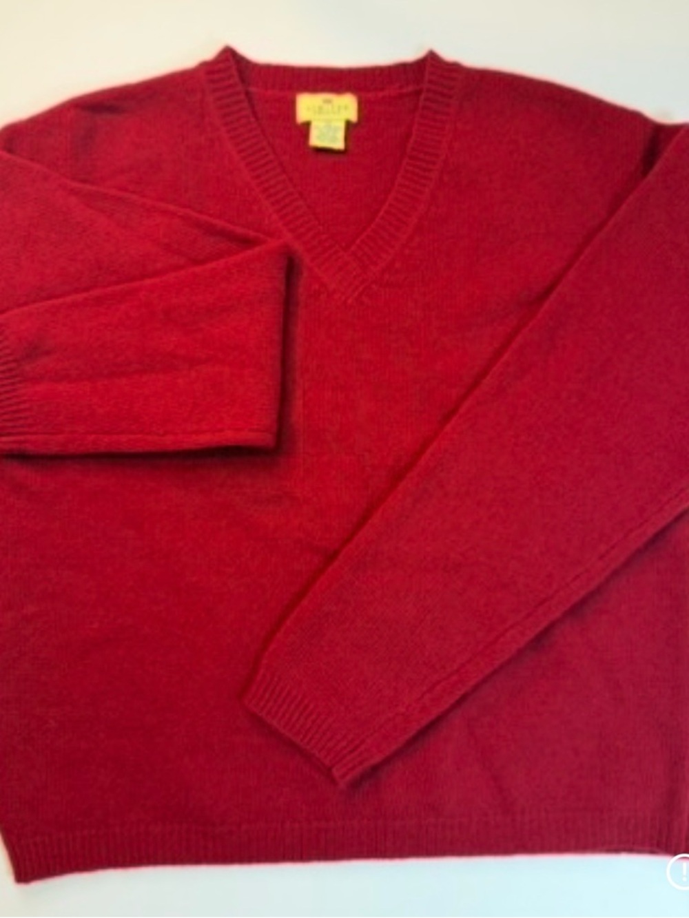 Vintage 80s Limited América Woman’s Red Médium Lambswool Blend Sweater V-Neck